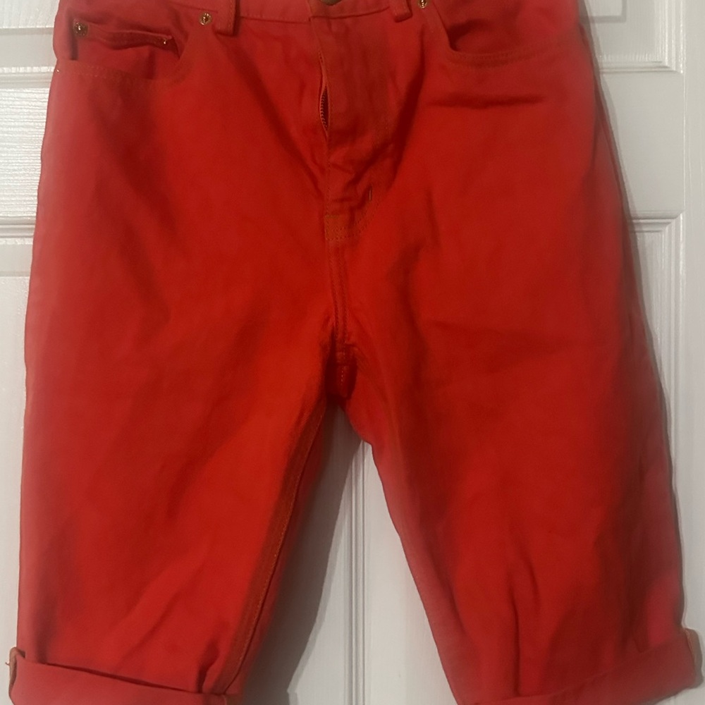 Tory Burch Men's Vibrant Red Jean Shorts